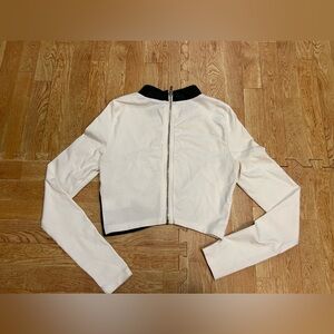 Bebe White Zip-Up Active Top Size S | Fitted Long Sleeve Athleisure